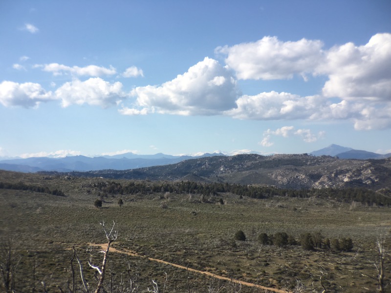 Snowy mountains in the distance.